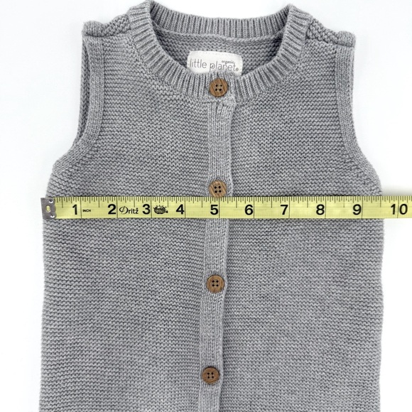 Little Planet by Carter’s Cotton Sleeveless Button Up Knit Romper Gray Size 12mo - Picture 6 of 8
